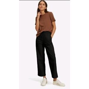 NEW Everlane xs "The Easy Pants" Black Cotton Twill Pull On Relaxed Fit